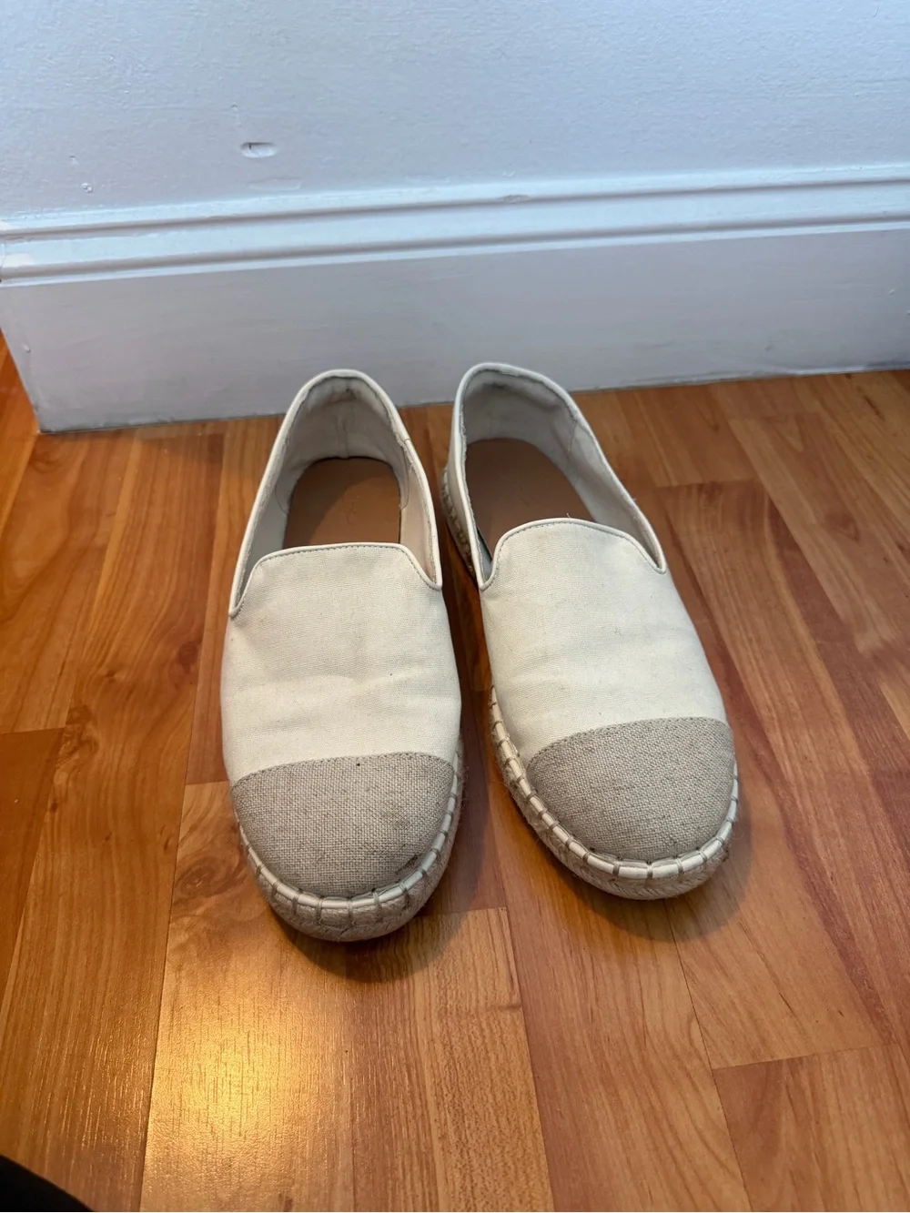 Neutral Canvas Espadrille Slip-Ons - Cream